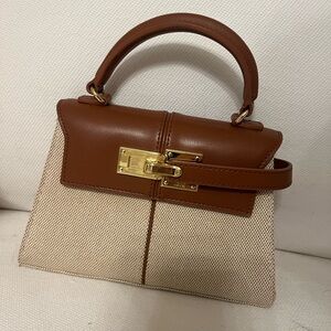 Elegant Brown and Cream Women's Handbag